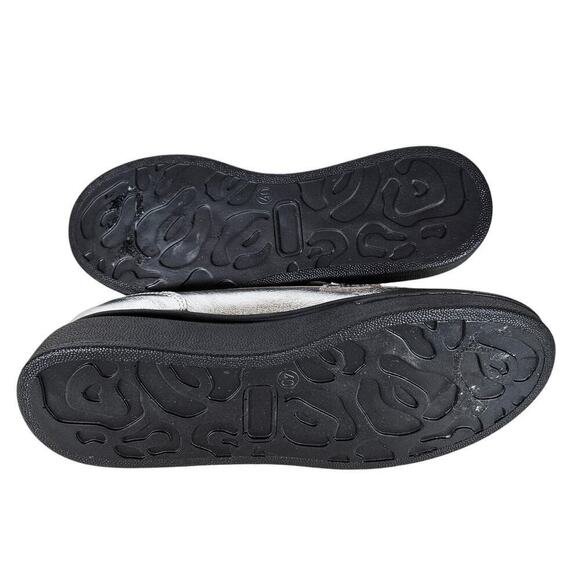 Girotti Loafers EU 40 Silver Metallic Leather Italian Platform Slip On Shoes - Picture 8 of 9